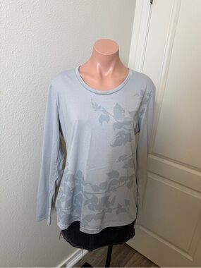 Patagonia Light Gray Floral Long-Sleeve Top Shirt Sz XL